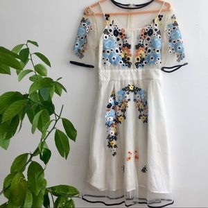 Sheer embroidered dress with slip